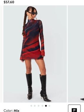 Sparks Fly Mock Neck Long Sleeve Mesh Minidress